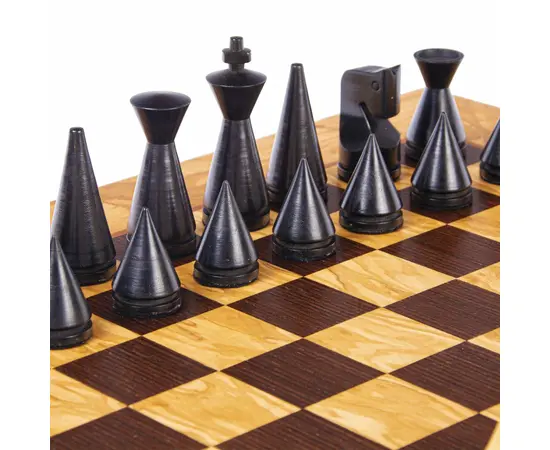 SW4040H Manopoulos Olive Burl chessboard 40cm with modern style chessmen 7.6cm  in luxury wooden gift box, фото 6