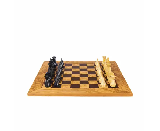 SW4040H Manopoulos Olive Burl chessboard 40cm with modern style chessmen 7.6cm  in luxury wooden gift box, фото 5