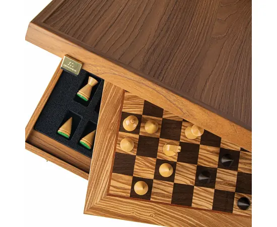 SW4040H Manopoulos Olive Burl chessboard 40cm with modern style chessmen 7.6cm in luxury wooden gift box, зображення 2