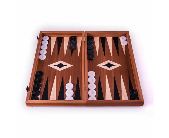 TS1MBLA Manopoulos Backgammon Mahogany with Black & Oak points - Combo, зображення 