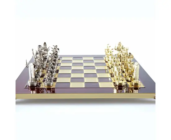 S4RED Manopoulos Greek Mythology chess set with gold-silver chessmen/Red chessboard 36cm, фото 6