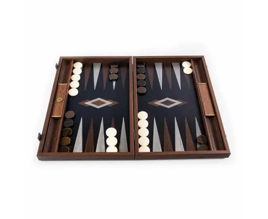 BCB1 Manopoulos Handmade Fossile Forest Inlaid Backgammon with Wenge & Oak points with Side racks 48x30cm, фото 