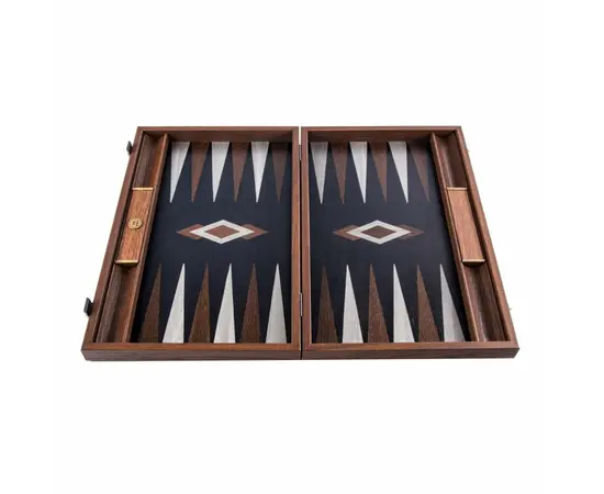 BCB1 Manopoulos Handmade Fossile Forest Inlaid Backgammon with Wenge & Oak points with Side racks 48x30cm, фото 7