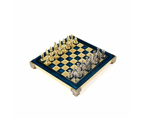 S1BLU 20х20см Manopoulos Byzantine Empire chess set with gold-silver chessmen / Blue chessboard, фото 7