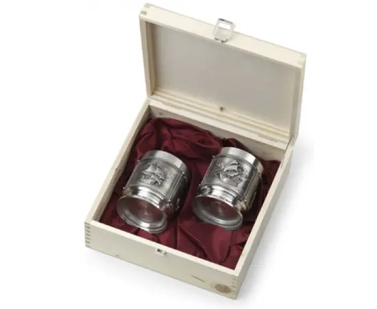 10512 Artina 2 Whisky Cups "La Paloma" 9.5 cm in wooden box, зображення 