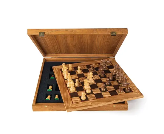 SW42B40H Wooden Chess set Olive Burl Chessboard 40cm with Staunton Chessmen, фото 