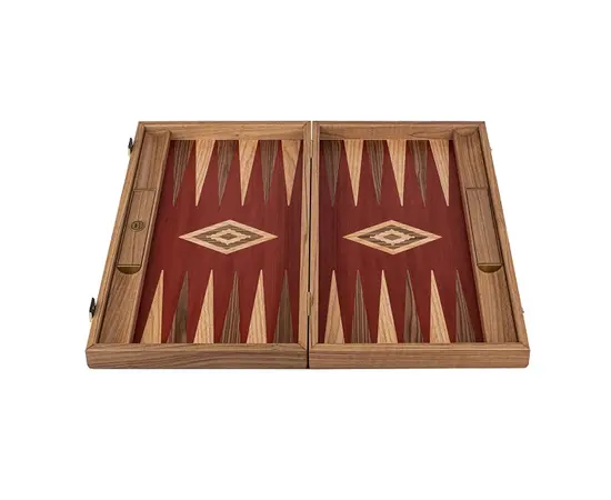 BKR1 Manopoulos Handmade American Red Walnut Inlaid Backgammon with Walnut & Oak points with Side racks 48x30, фото 6