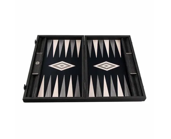 BSB1 Manopoulos Handmade Inlaid Backgammon Pearly Grey Vavona Large with side racks, зображення 3