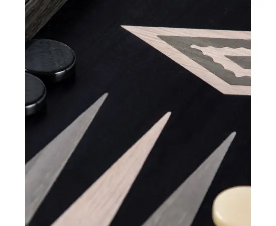 BSB1 Manopoulos Handmade Inlaid Backgammon Pearly Grey Vavona Large with side racks, зображення 6