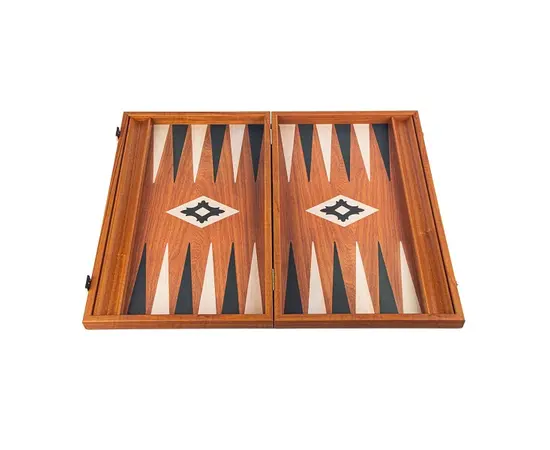 BXL1MM Manopoulos Handmade Wooden Backgammon Mahogany Replica with Walnut & Oak points with Sideracks 48x30cm, зображення 5