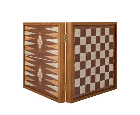 CBLS34E Manopoulos Chess/Backgammon/Ludo/Snakes - Classic Style design in Walnut replica wooden case, зображення 2