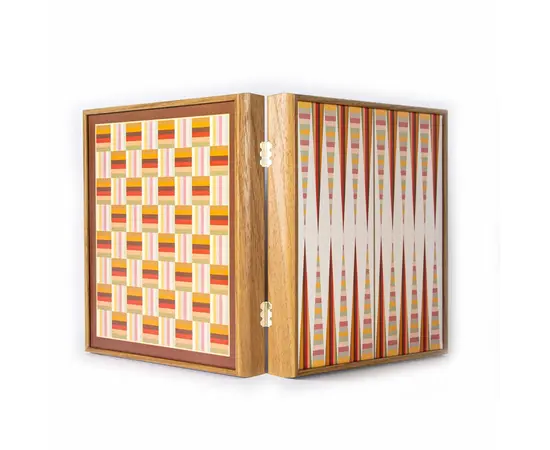 CBLS34ORG Manopoulos Chess/Backgammon/Ludo/Snakes - Rainbow - Walnut Replica Wooden Case, зображення 2