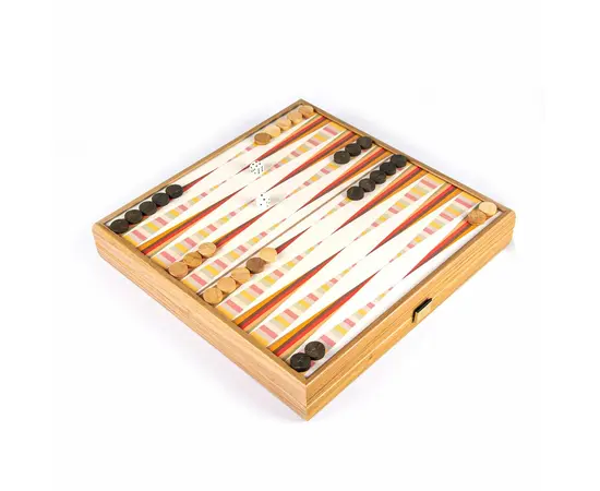 CBLS34ORG Manopoulos Chess/Backgammon/Ludo/Snakes - Rainbow - Walnut Replica Wooden Case, зображення 4