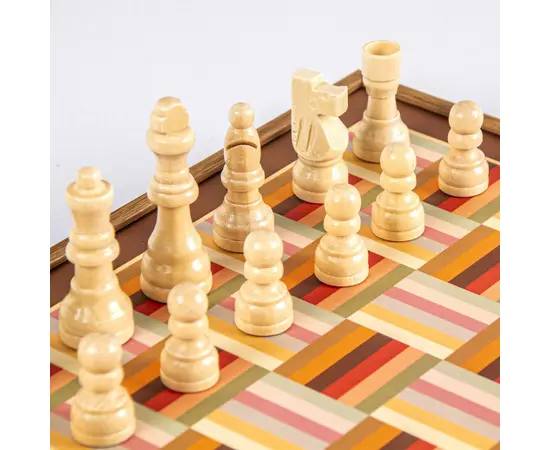 CBLS34ORG Manopoulos Chess/Backgammon/Ludo/Snakes - Rainbow - Walnut Replica Wooden Case, зображення 5