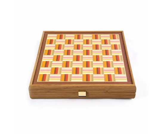 CBLS34ORG Manopoulos Chess/Backgammon/Ludo/Snakes - Rainbow - Walnut Replica Wooden Case, фото 7
