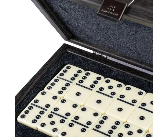 DXL10 Manopoulos Dominoes 5,2x2,7x1cm in Black wooden replica case 24x17cm, фото 3